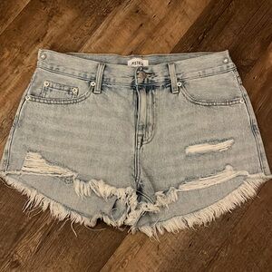 Pistola Frayed Hem Jean Shorts - Light Blue